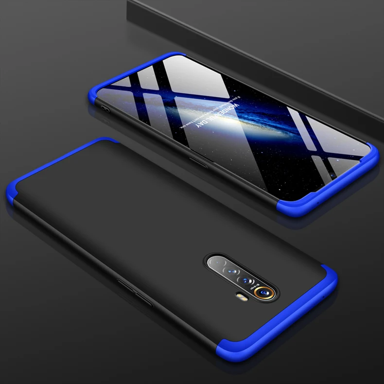 OPPO Рено Ace чехол для телефона Realme X2 Pro 3-в-1 Матовый PC жесткий защитный чехол-накладка на заднюю панель для OPPO Realme X2 Pro бронированный противоударный чехол s - Цвет: Blue and Black