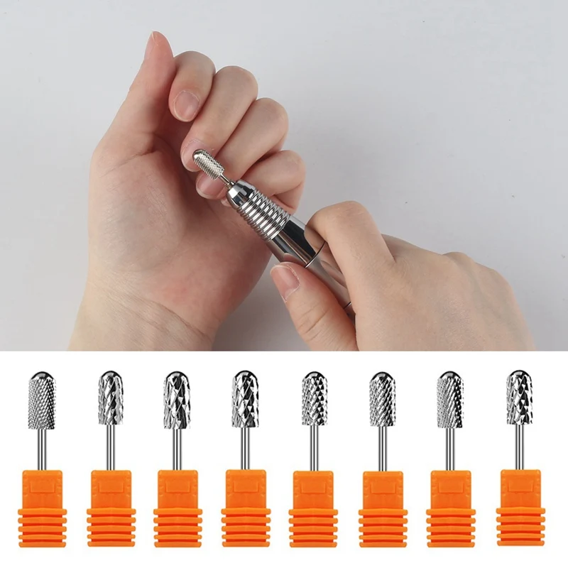 

8 Type Tungsten Steel Nail Grinding Head Milling Manicure Cutter For Pedicure Machine Sander Drill Bit Device Electric Tools