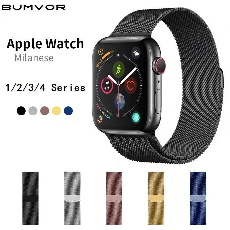 Миланская петля ремешок для Apple Watch 44 мм 40 iWatch 42 38 браслет из нержавеющей стали watch5