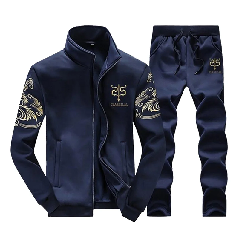 D38 Darkblue Мужской комплект одежды, спортивная одежда, модные толстовки с капюшоном, спортивные комплекты, мужские спортивные костюмы из двух частей, толстовки+ штаны, комплекты из 2 предметов - Цвет: D38 Darkblue