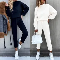 Sweat à capuche costume hiver printemps solide survêtement de sport femmes polaire 2 pièces ensemble sport sweats pull maison pantalons de survêtement tenues 1