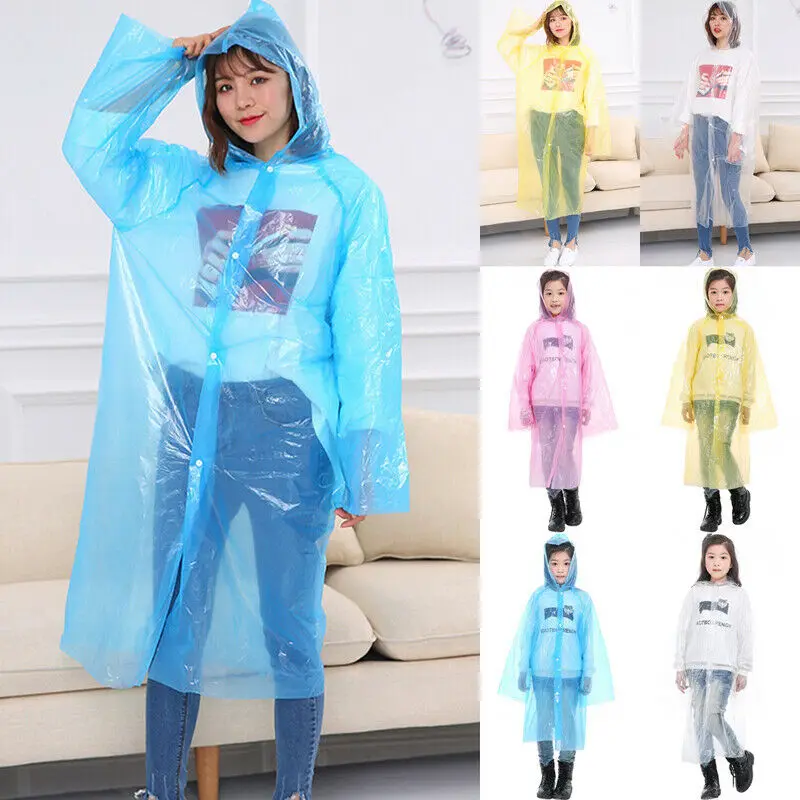 

2020 Disposable Adults/Kids Raincoat Waterproof Coat Jacket Hooded Poncho Rainwear