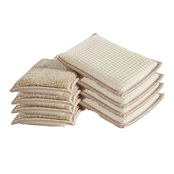

Hot 6Pcs Antibacterial Microfiber Kitchen Scouring Pads Double Side Sponges Scourer Antibacterial Cleaning Pad Bamboo Sponges