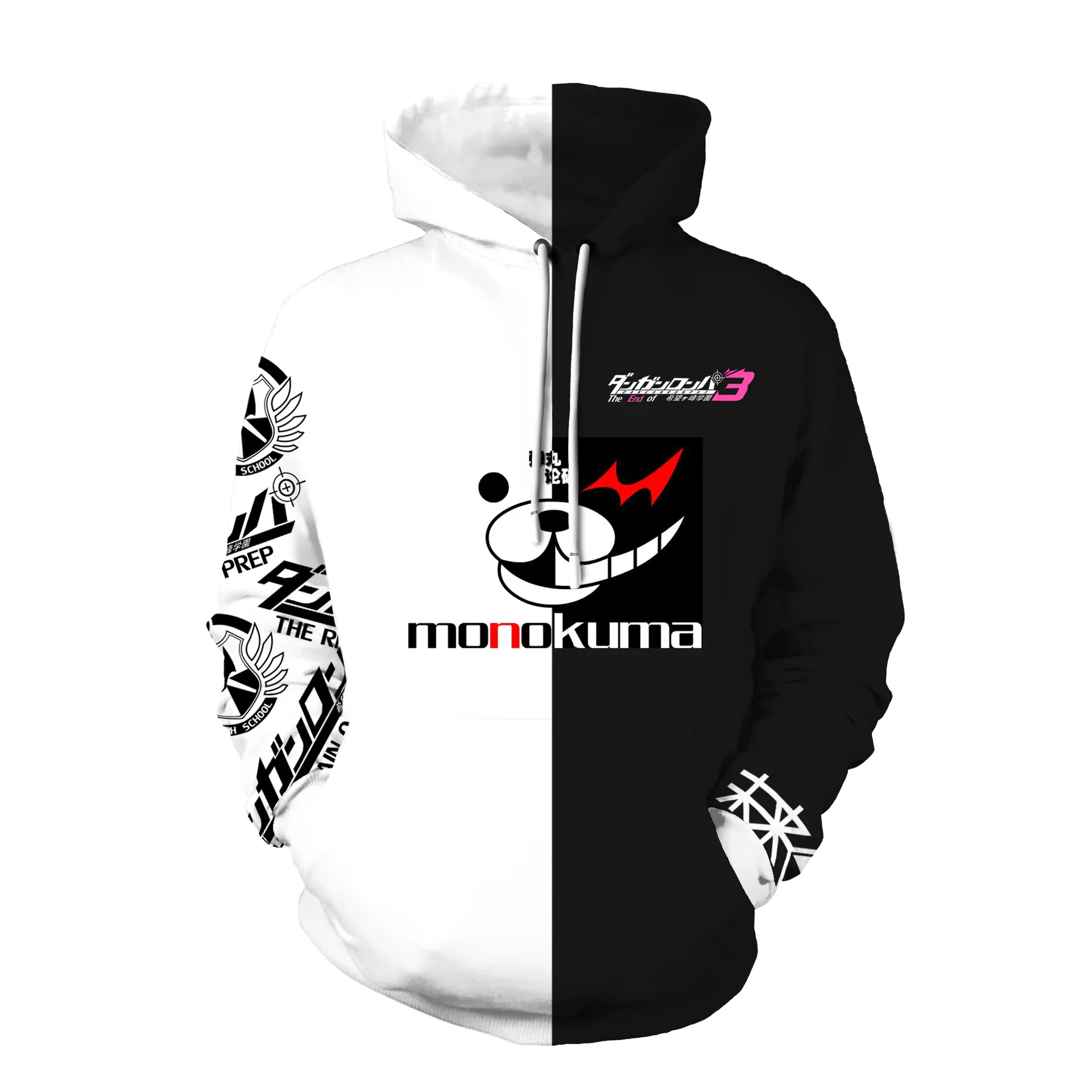 

Unisex Anime Danganronpa V3: Killing Harmony Monokuma Cosplay Costume Fashion 3D Printing Cartoon Pullover Fleece Sweater Hoodie