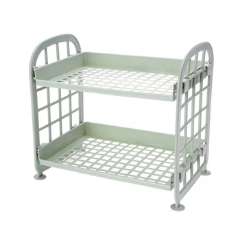

2-Tier Assembled Storage Shelf Plastic Seasoning Storage Rack Countertop Shelf for Kitchen Desk Countertop Organizer 66C