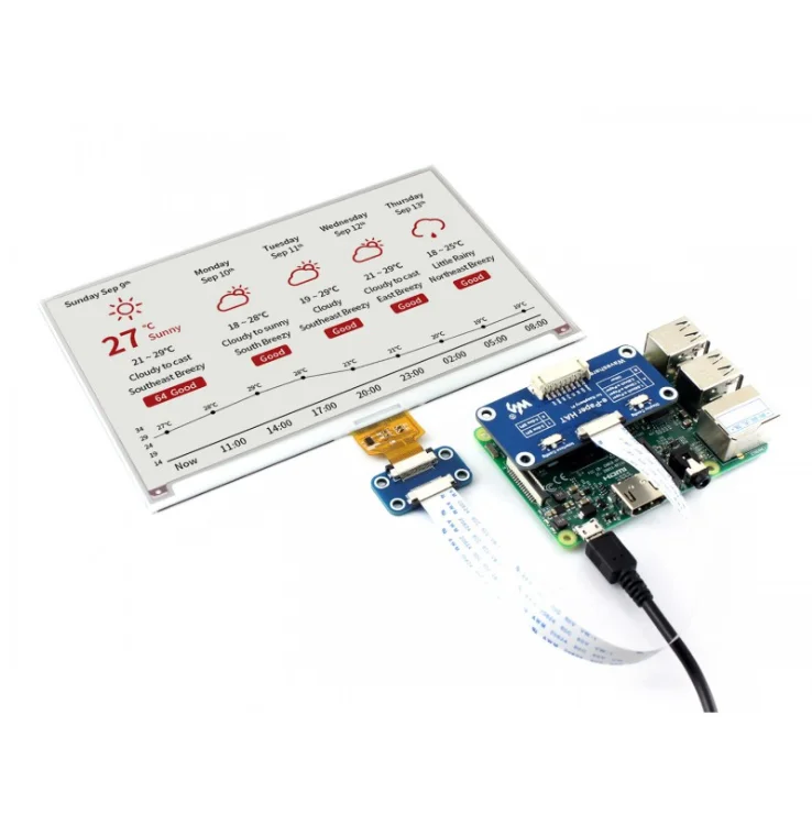 Электронная сигарета Waveshare 7 5 дюйма с дисплеем E Ink (B) для Raspberry Pi 800 × 480