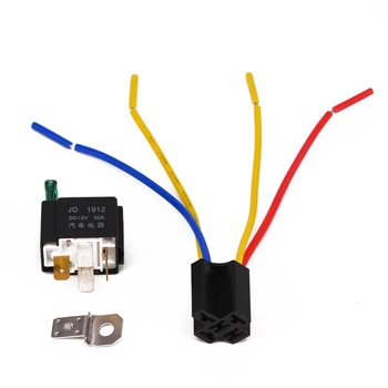 

Car Relay With Socket Base/Wires/Fuse Polyamide Relay Pre-wired Metal Truck Car Accessory 4 Pin 30A 12V 18AWG Relay