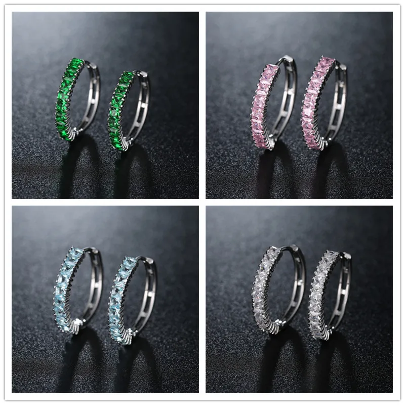 Серьги-кольца Iced CZ для женщин, ювелирные изделия в стиле бохо, серьги с синим цирконием, подарок для девочки, роскошные серьги с цирконием и кристаллами, Brincos Para As Mulheres