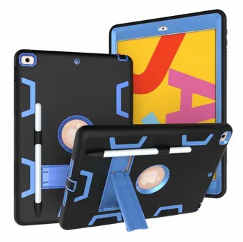 

For iPad 10.2 Case with Pencil Holder Hybird Three Layer Armor Defender Rugged PC Shockproof Stand Cover for iPad 10.2 7th Gen