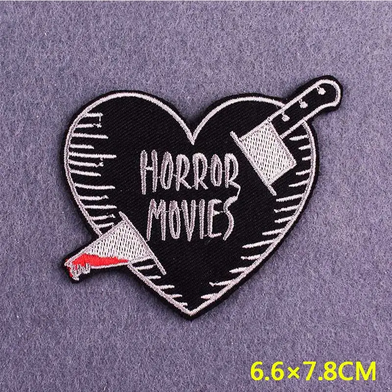 DIY Horror Badges On Backpack Punk Iron On Embroidered Patches For Clothing Stickers Skull Patches On Clothes Stripes Applique 
