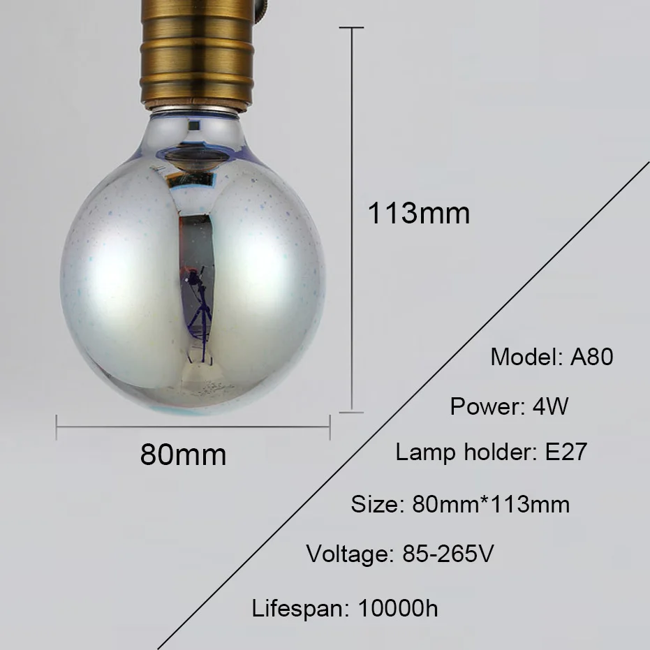 Красочные 3D светильник декоративный светодиодный светильник E27 85 V-265 V 4w ST64 G95 G80 A60, ручной стержень, для кафе, для вечерние Рождество Lamparas