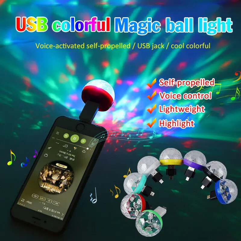 Портативный USB мини светодиодный RGB диско сценический светильник вечерние Клубные DJ KTV рождественские декорации волшебный домашний телефон шар лампа