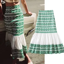 

Maxdutti Faldas Mujer Moda 2021 Indie Folk Vintage Midi Skirt Women High Waist Elastic Sexy Embroidery Beach Long Skirts Womens