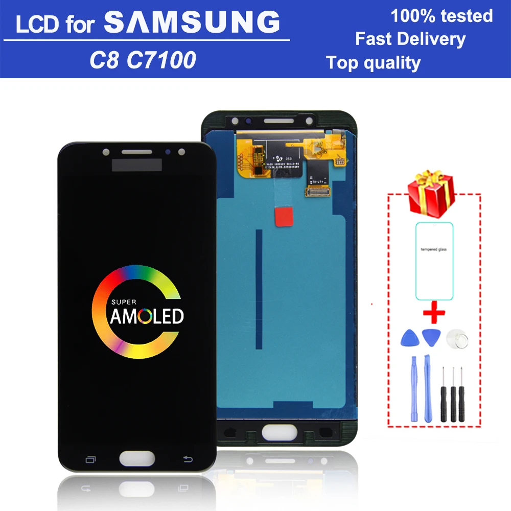 

5.5" Super AMOLED LCD monitor for Samsung Galaxy C8 C7100 C7 2017 C710F LCD display touch screen Replacement digitizer assembly
