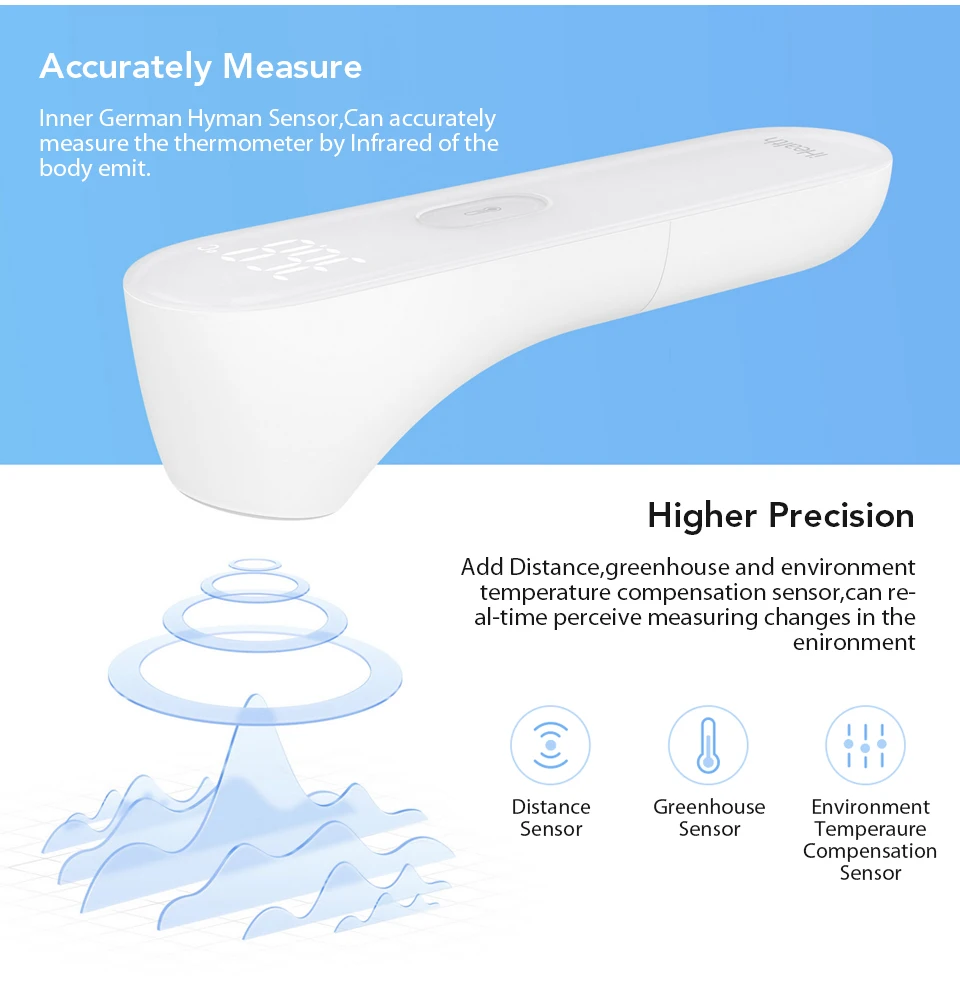 Original Xiaomi Mijia iHealth Thermometer LED Non Contact Digital Infrared Forehead Body Thermometer for Baby Kids Adults Elders (3)
