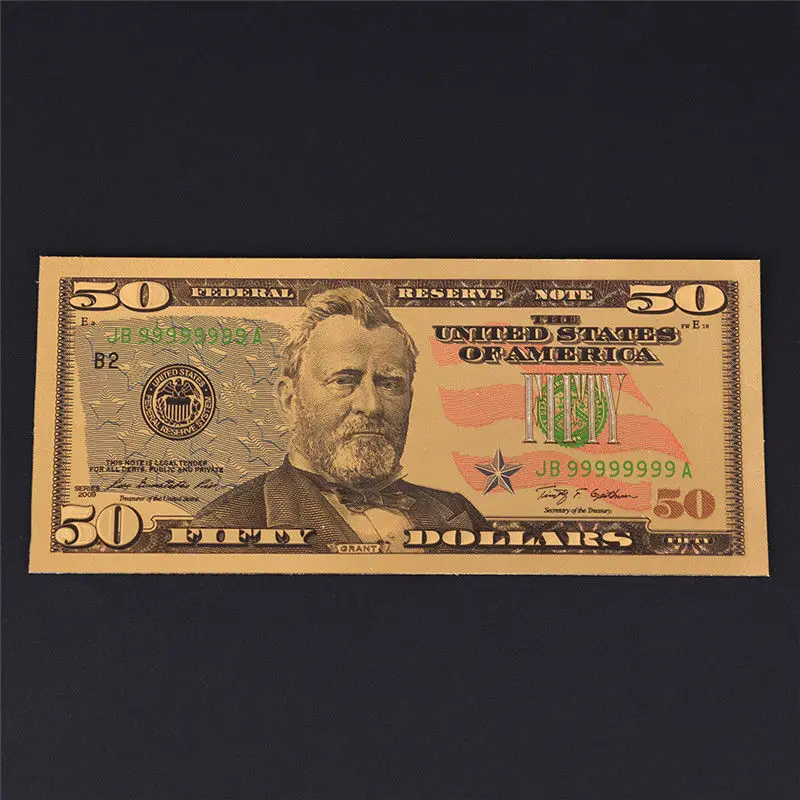 7Pcs/Lot Gold Plated US Dollar Fake Paper Money Banknotes fake money prop toy gold plated banknote commemorative banknotes Crafts For Collection Home Decor
