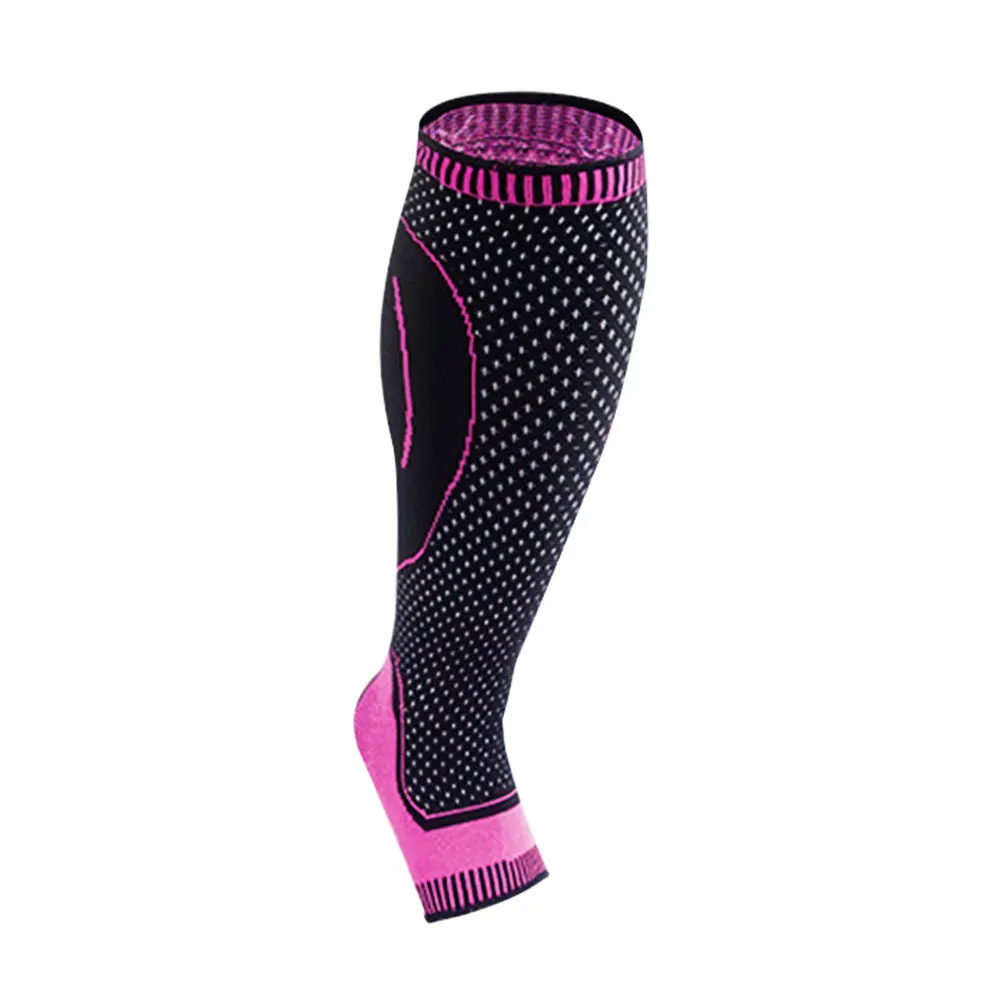 Дышащий Открытый Спорт Велоспорт теленок Защита ног Компрессионный Рукав Носок - Цвет: Black Pink