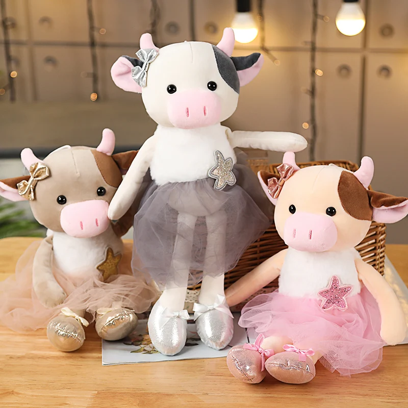 38/42cm Cute Ballet Cattle Mouse Plush Toys Lovely Dressing Cloth Animal Cow Dolls Stuffed Soft Baby Appease Birthday Gift | Игрушки и