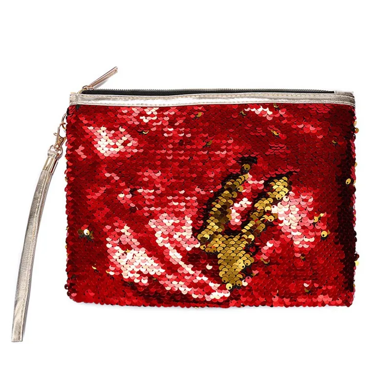 Creative Color Reversible Sequin Pencil Case Pencil Box Kawaii Pencil Bag Girls Children Pencil Bag School Office Supply - Цвет: RD1