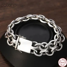 22 см большой 97 г браслет S925 серебро винтажные оригинальные чистые 925 серебряные браслеты для мужчин хорошее ювелирное изделие 18 мм ширина для мужчин t подарок