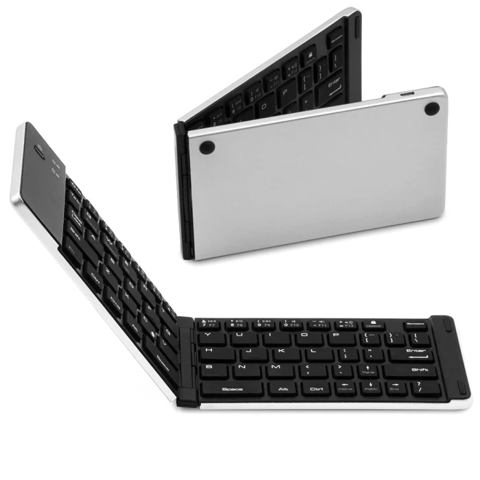 Новинка, новая портативная складная Bluetooth клавиатура, складная для мобильного телефона, ПК, планшета, 999 - Цвет: Silver
