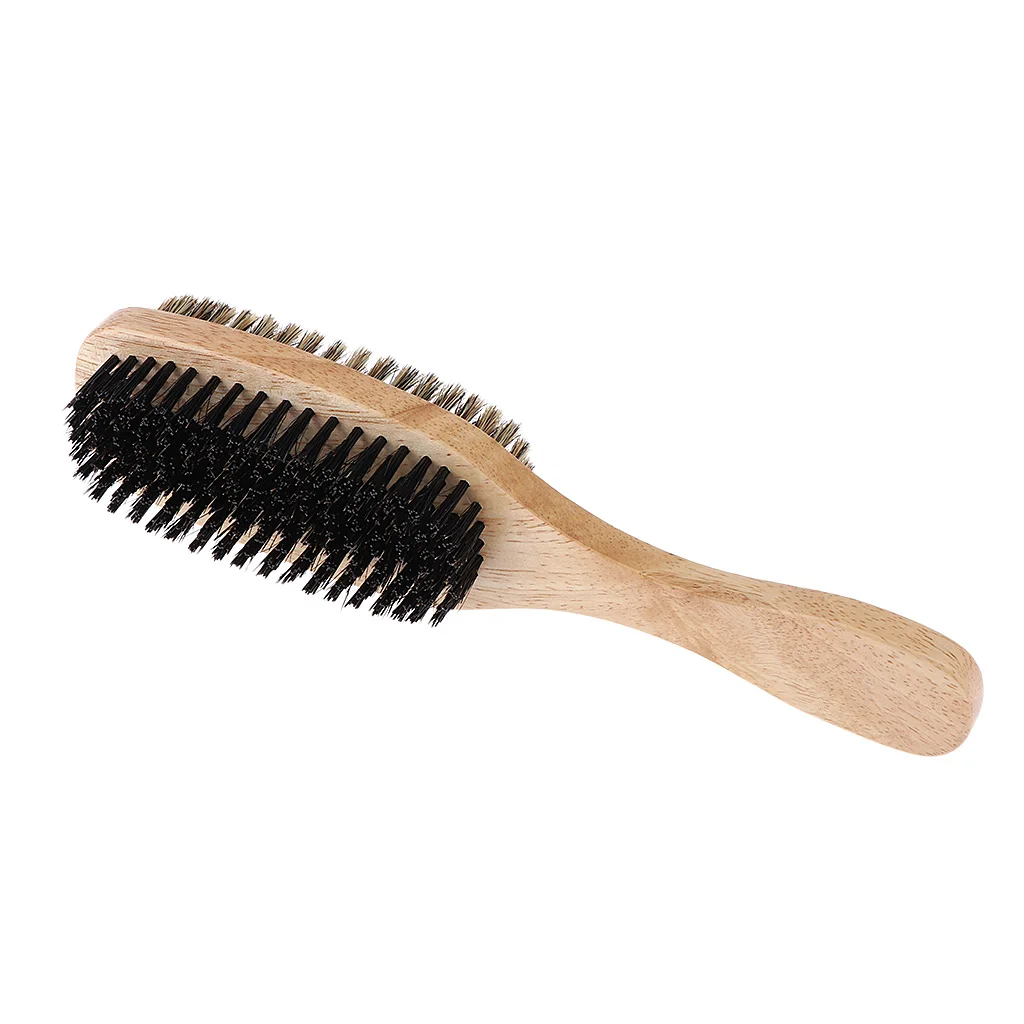 Mens Boar Bristle Hair Brush - Natural Wooden Wave Brush for Male, Styling Beard Hairbrush for Short,Long,Thick,Curly,Wavy Hair