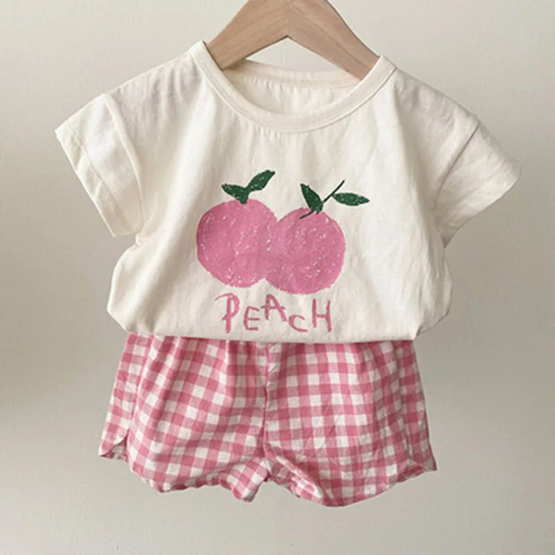 Baby Boy Girl Children's Suit Summer Children Kids Boys Girls Fruits T-Shirt + Shorts 2 Suit Kids Baby Boy Girl Sets Clothes