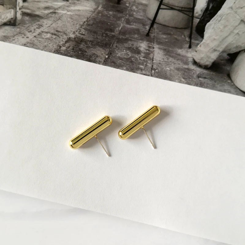 Peri'sBox Модные Плотные серьги из твердого золота для женщин маленькие миниатюрные серьги-гвоздики полированные минималистичные серьги изящный шик