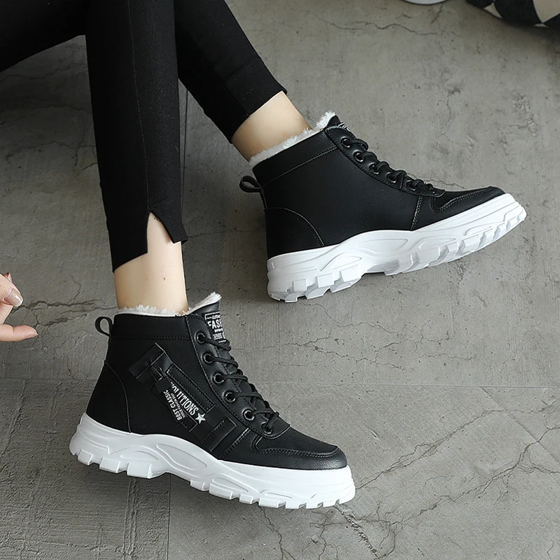 Botas de nieve blancas para mujer, zapatos impermeables antideslizantes  cálidos, botines de mujer, zapatillas de deporte informales de plataforma  para invierno|Botas de nieve| - AliExpress