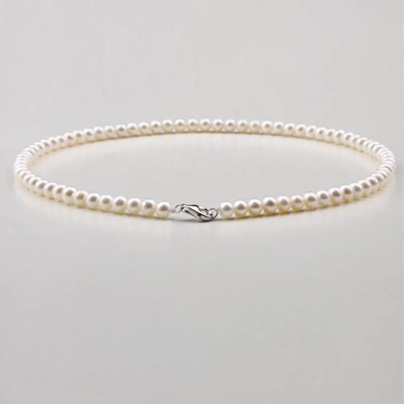 

18" AAA 6-5 MM SOUTH SEA NATURAL White PEARL NECKLACE 925silver GOLD CLASP jj