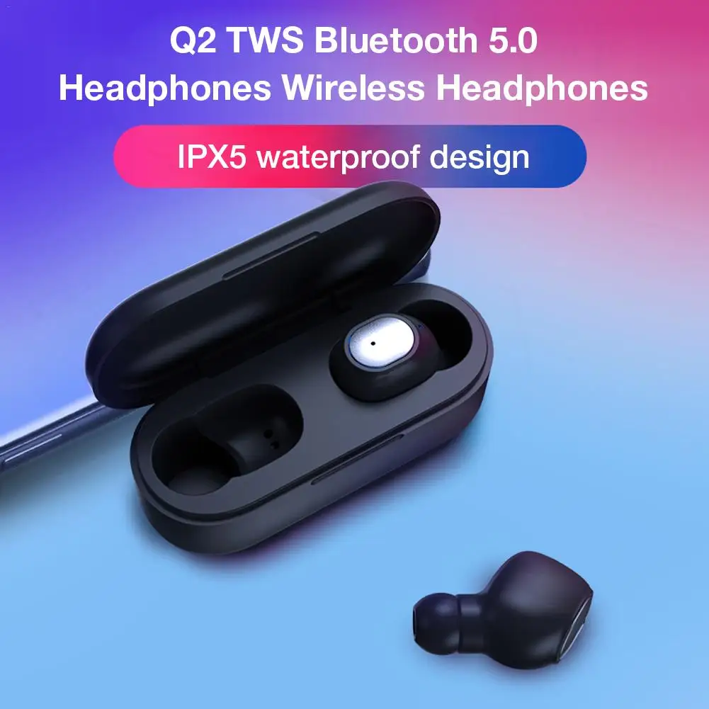 Q2 TWS Bluetooth 5,0 наушники беспроводные для IPhone Xiaomi huawei мобильный телефон стильный звук бас стерео Bluetooth наушники