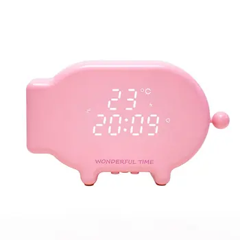 

Meng pig time alarm clock led charging luminous lamp electronic mute intelligent student multi-function digital creative clock