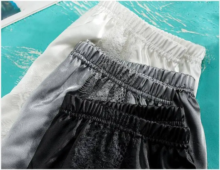 2 шт женские шорты для сна, сексуальные весенние летние кружевные пижамы размера плюс, шелковые штаны, пижамные шорты, ночные штаны 40-80 кг