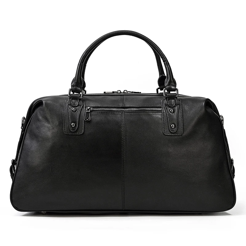 Black Leather Travel Bag For Men