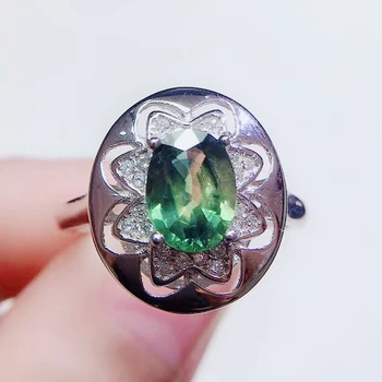 

Per jewelry Natural colorful sapphire flower big ring Free shipping 1.6ct gemstone 925 sterling silver Q2042627