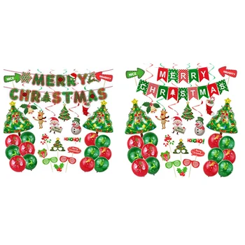 

Christmas Decorations for Home Merry Christmas Balloons Banner Photo Booth Props 2021 Happy New Year Decorations