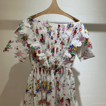 

High-end Lapel Short Sleeve Long Dress Women 2020 Summer Fashion Lace Up High Waisted A-line Ruffles Dresses Summer Vestidos New