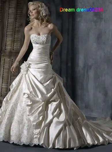 Новинка, на заказ, vestido de noiva, кружевное ТРАПЕЦИЕВИДНОЕ ПЛАТЬЕ без бретелек, украшенное бисером, свадебное платье, платья для матери невесты