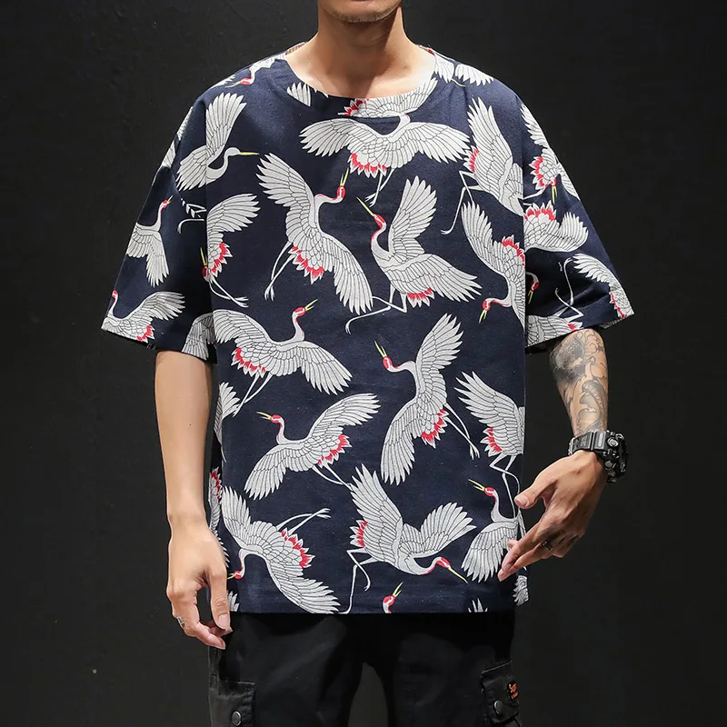 Summer T-shirt Fashion Chinese Style Tshirt O-NECK Streetwear One Piece Friends Hip Hop Rock Punk Oversized Top TEES