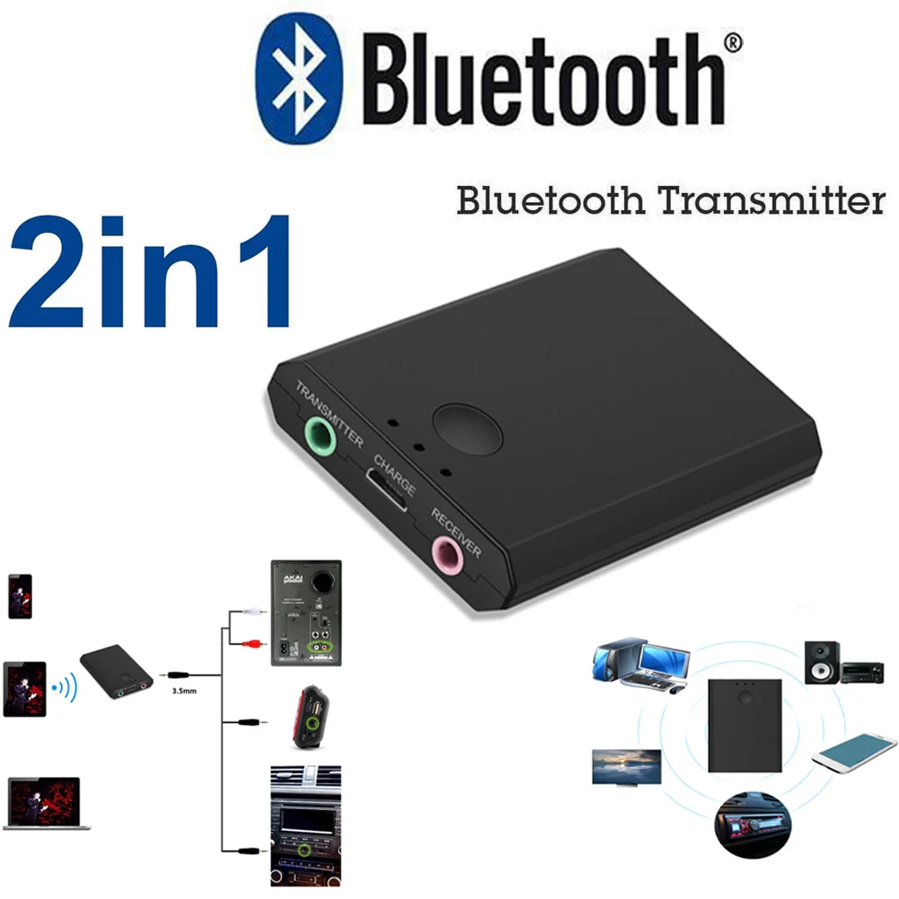 2 в 1 беспроводной Bluetooth стерео приемник 3,5 мм адаптер для наушников музыкальный Автомобильный приемник-громкоговоритель аудио передатчик для игр