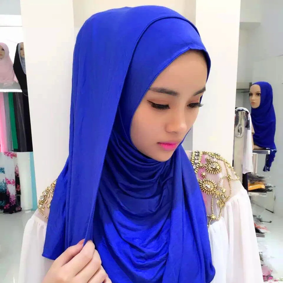 Мусульманский Хиджаб модальный сплошной цвет мгновенный тюрбан, головной платок исламский головной убор