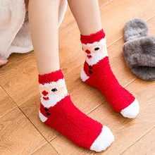 Рождественские женские носки sokken забавные носки с принтом Санта Клауса толстые теплые носки skarpetki damskie Женская носки женские носки# E