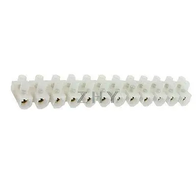 

Double Row 12 Position Barrier Block Terminal Strip Clear White 60A