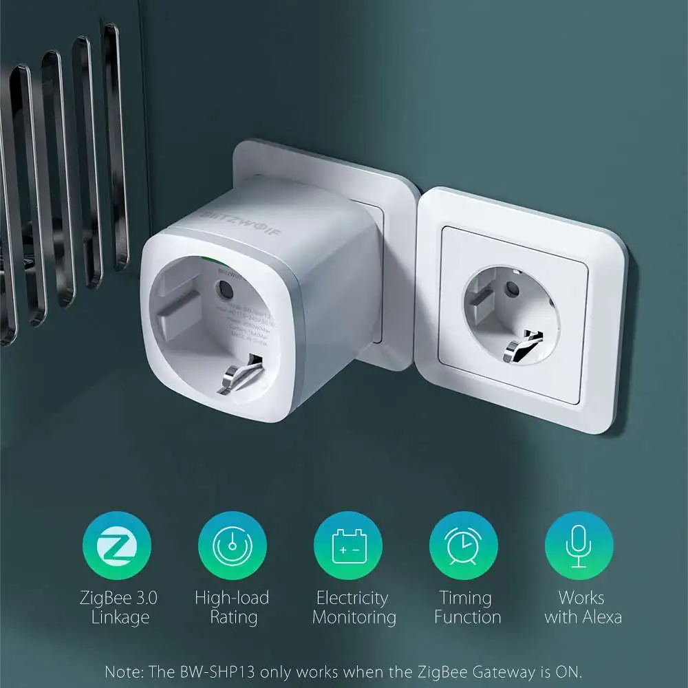BlitzWolf EU штекер Zigbee умная розетка на выходе электрический монитор разетка Пульт