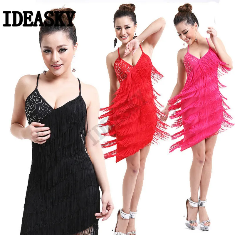 Латинское платье для танцев Танго/ча-ча/Румба/Самба бахрома кисточка бальная