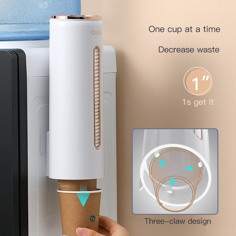 Cup Dispenser Holder Wall Mounted Automatic Disposable Cup Storage Rack Organizer Water Dispenser Holder
