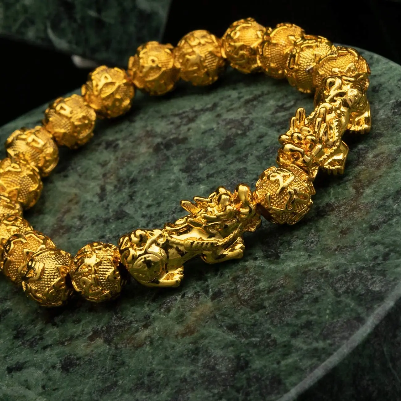 Fengshui pulsera Pixiu 12mm cuenta Natural único Pi Xiu/Yao Pi prosperidad atraer riqueza salud y buena suerte de joyería de encanto