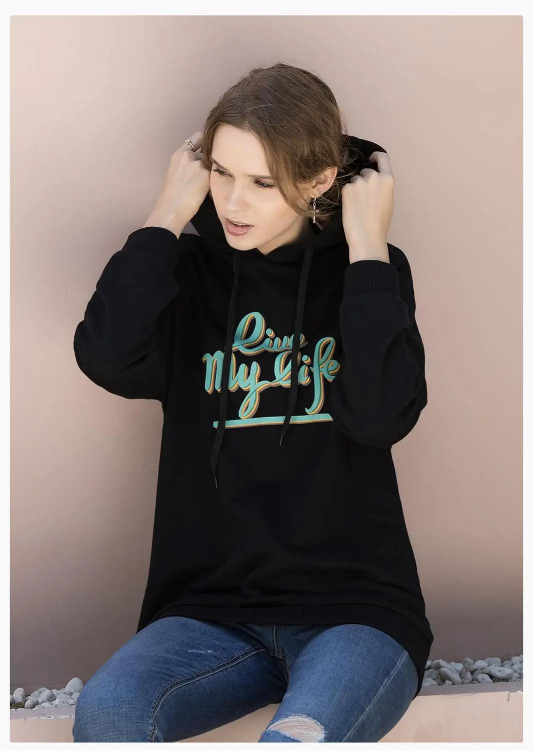Xiaomi Instant me cartoonist joint name с круглым вырезом и капюшоном, мужская и женская толстовка, модная свободная футболка с длинным рукавом