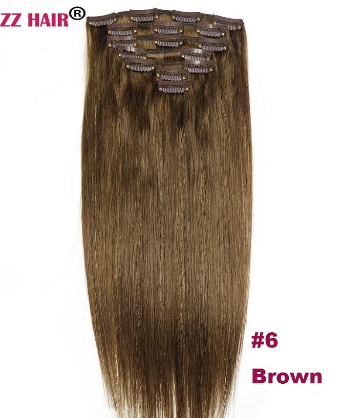 ZZHAIR 100 г-140 г 1"-24" волосы remy для машинного изготовления 7 шт. в наборе человеческие волосы для наращивания на всю голову набор Натуральные Прямые Волосы