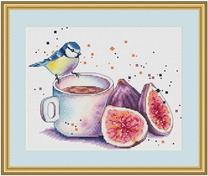 

t-MM Gold Collection Counted Cross Stitch Kit Cross stitch RS cotton with cross stitch Fig Tea and Tit